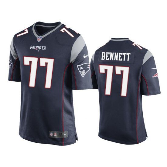 Men New England Patriots #77 Michael Bennett Nike Navy Game NFL Jersey